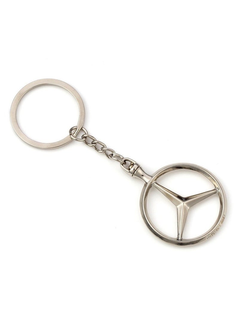 Polished Metal Car Logo Keychain, Durable Keyring For Daily Use (Silver) - Image 1